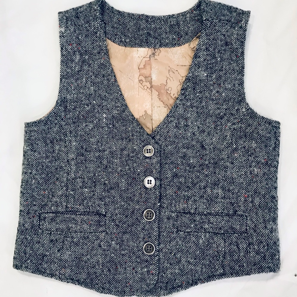 CoodeBear Button Front Vest Map Lining Size 4T